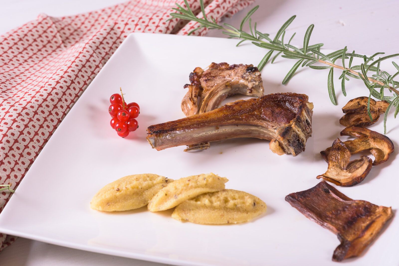 Lamb Ribs, Truffle Polenta with Black Truffle Sauce