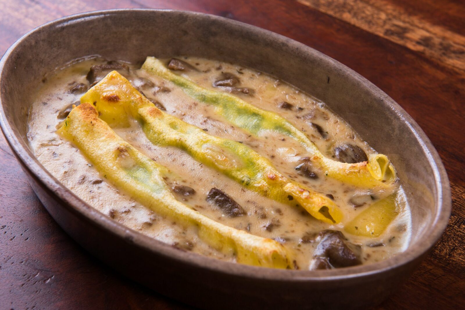 Stuffed Cannelloni with Porcini Cream Sauce