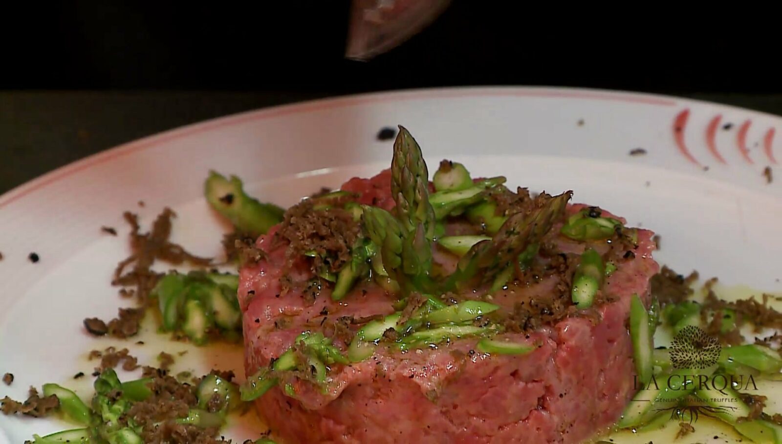 Beef Tartare with Raw Asparagus and Black Truffles